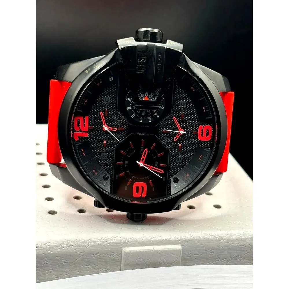Diesel Uber Chief DZ7466 Four Time Zone Black Red 54mm Men’s Watch